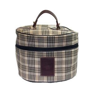 Baker Plaid Hat Carrier Bag with Leather Trim Equestrian Riding Bag